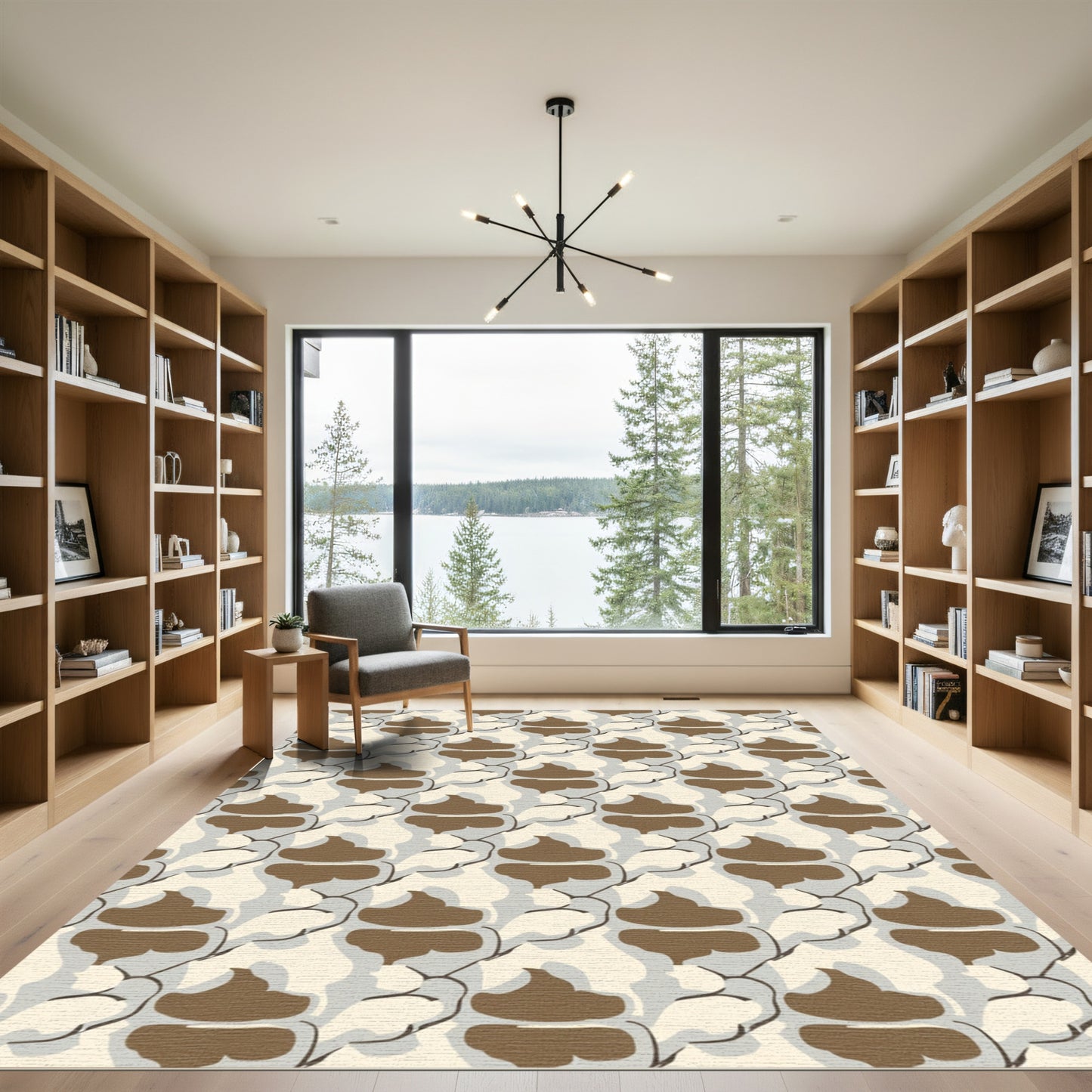Abstract Brown Cloud Swirls Rug