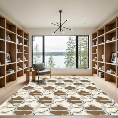 Abstract Brown Cloud Swirls Rug