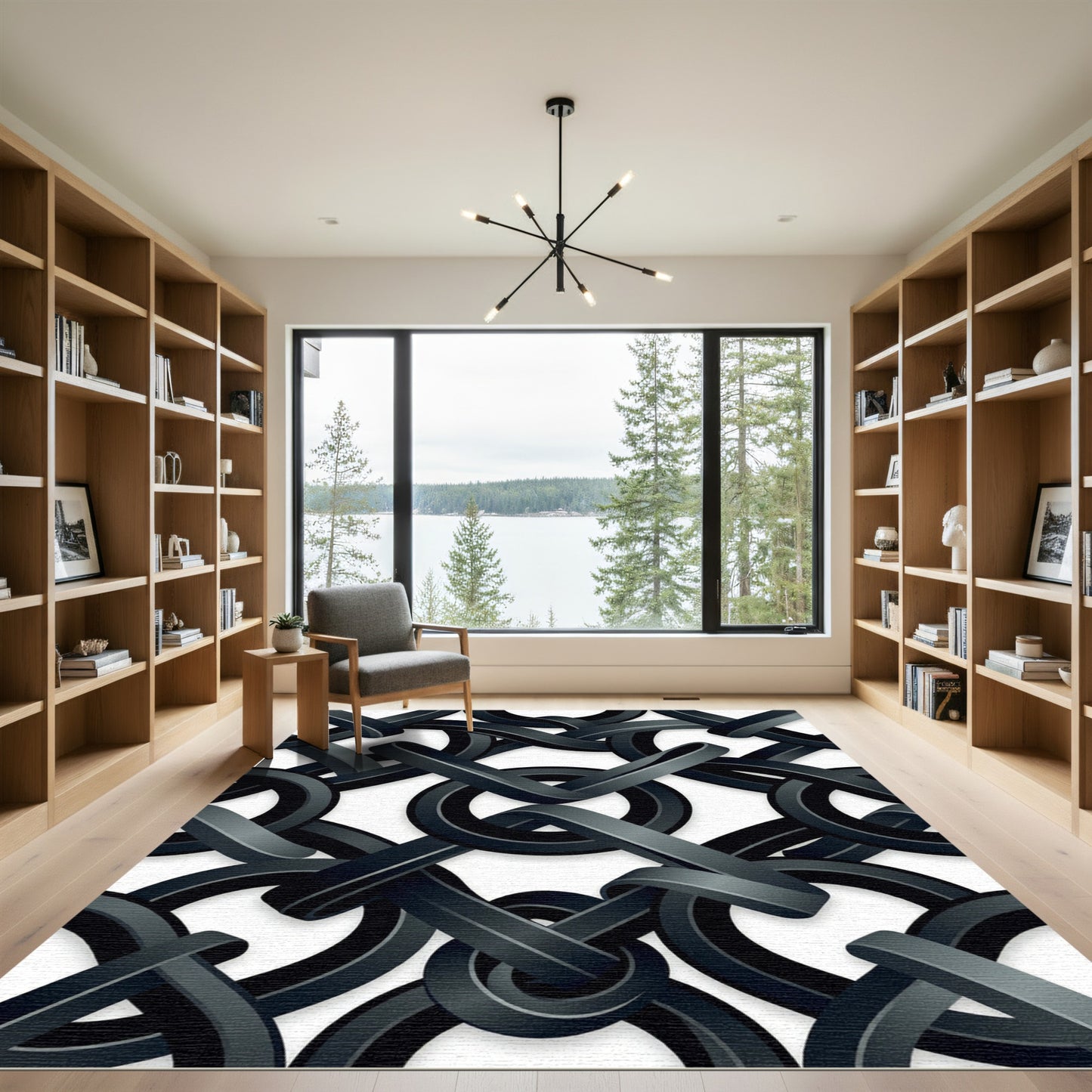 Dark Gray Interlocking Ribbon Weave Rug
