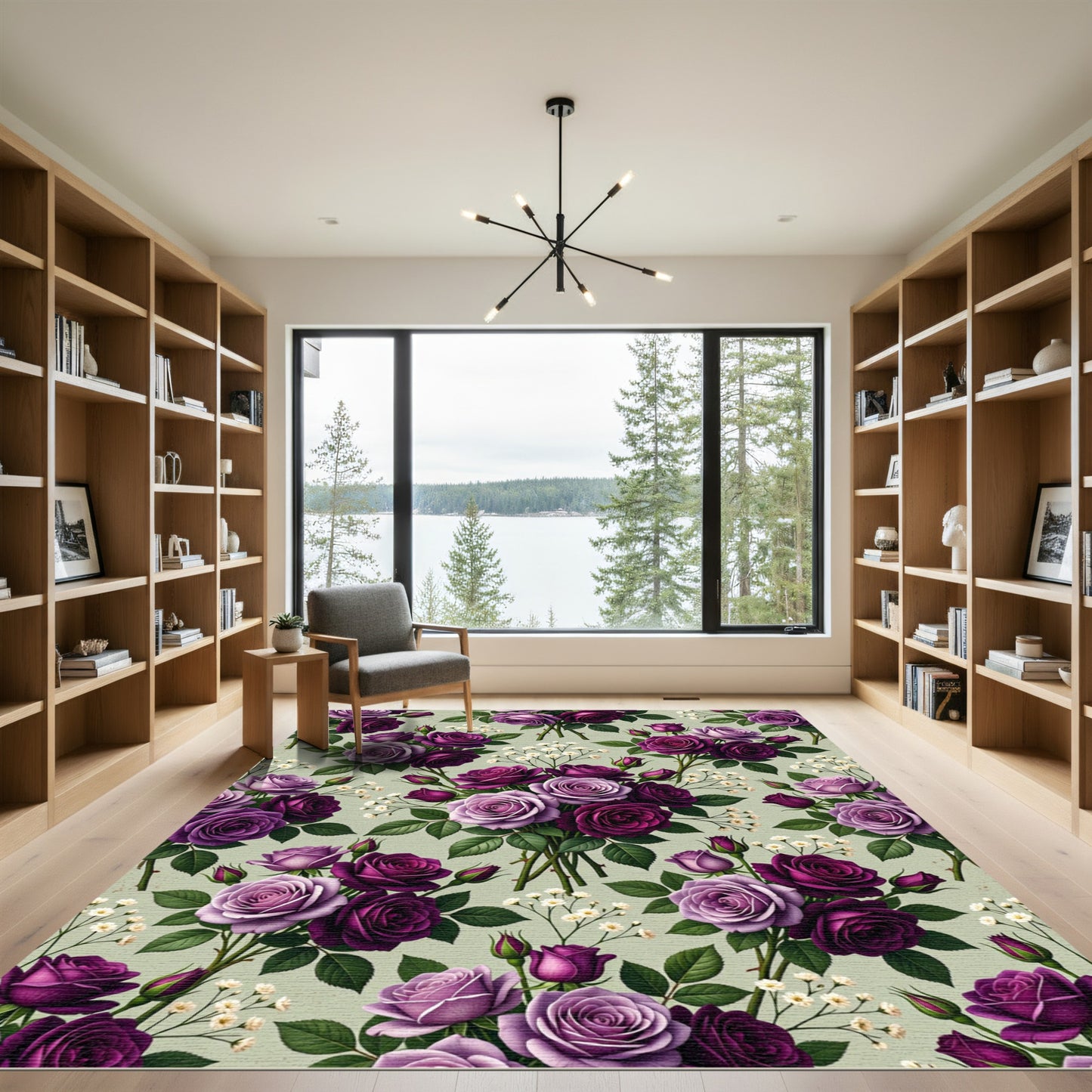 Rich Purple Rose Bouquet Garden Rug