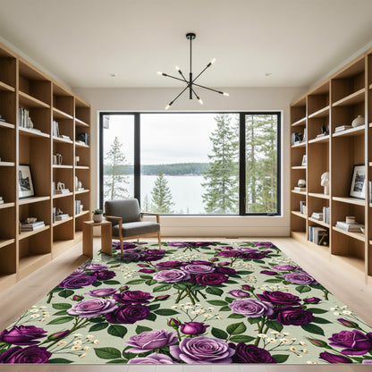 Rich Purple Rose Bouquet Garden Rug
