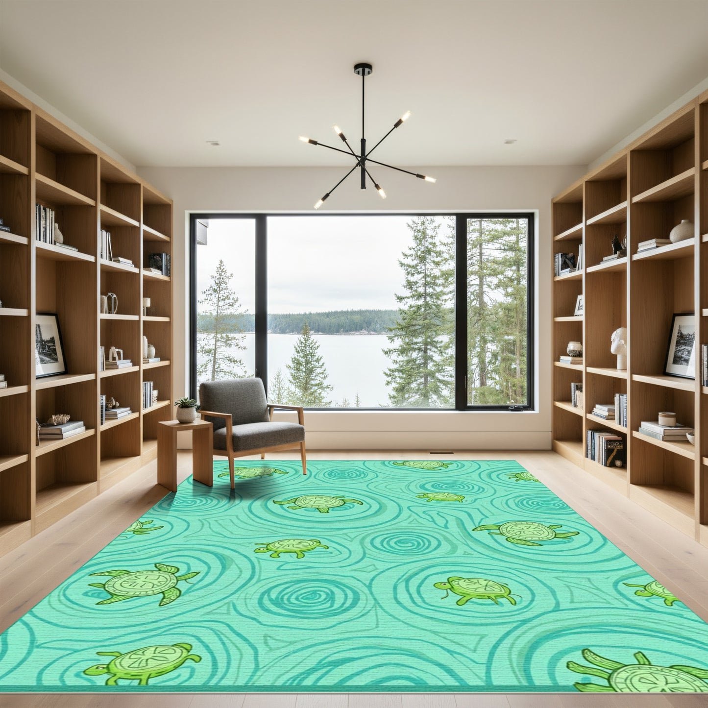 Aqua Green Turtle Aquatic Swirl Rug