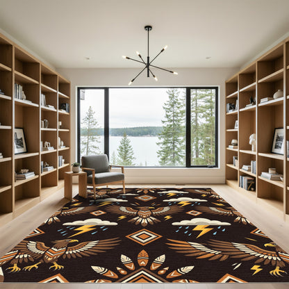Brown Eagle Storm Diamond Feather Rug