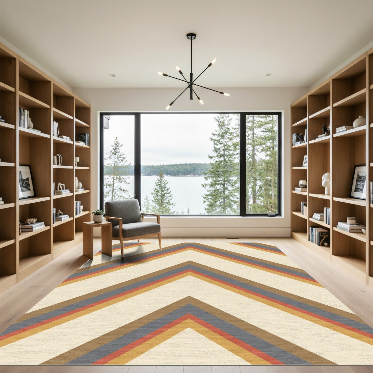 Retro Chevron Stripe Warm Tones Rug