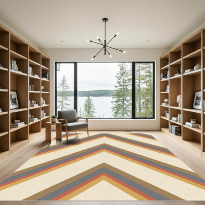 Retro Chevron Stripe Warm Tones Rug