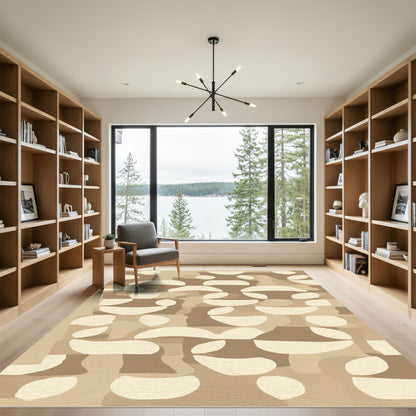 Modern Abstract Shapes Beige Rug