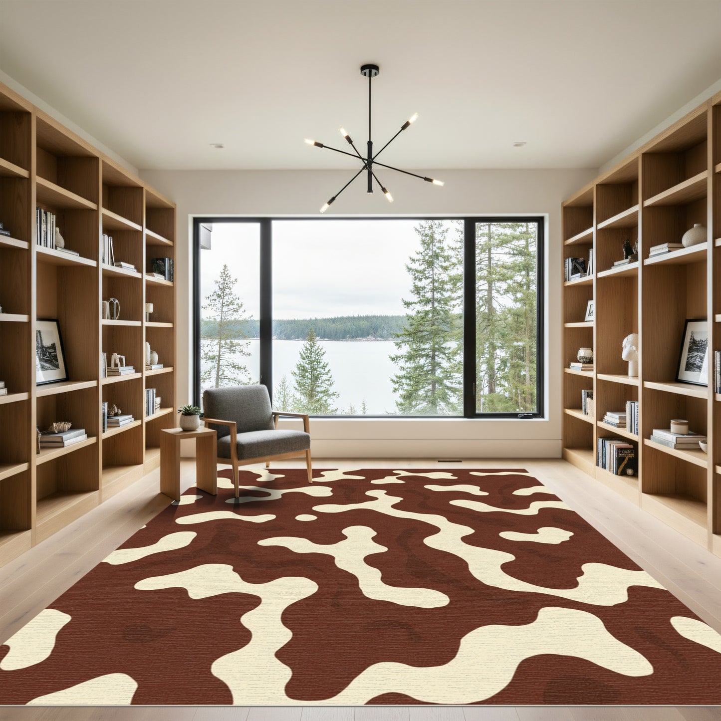 Brown Cream Organic Blotches Rug