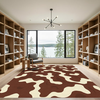 Brown Cream Organic Blotches Rug