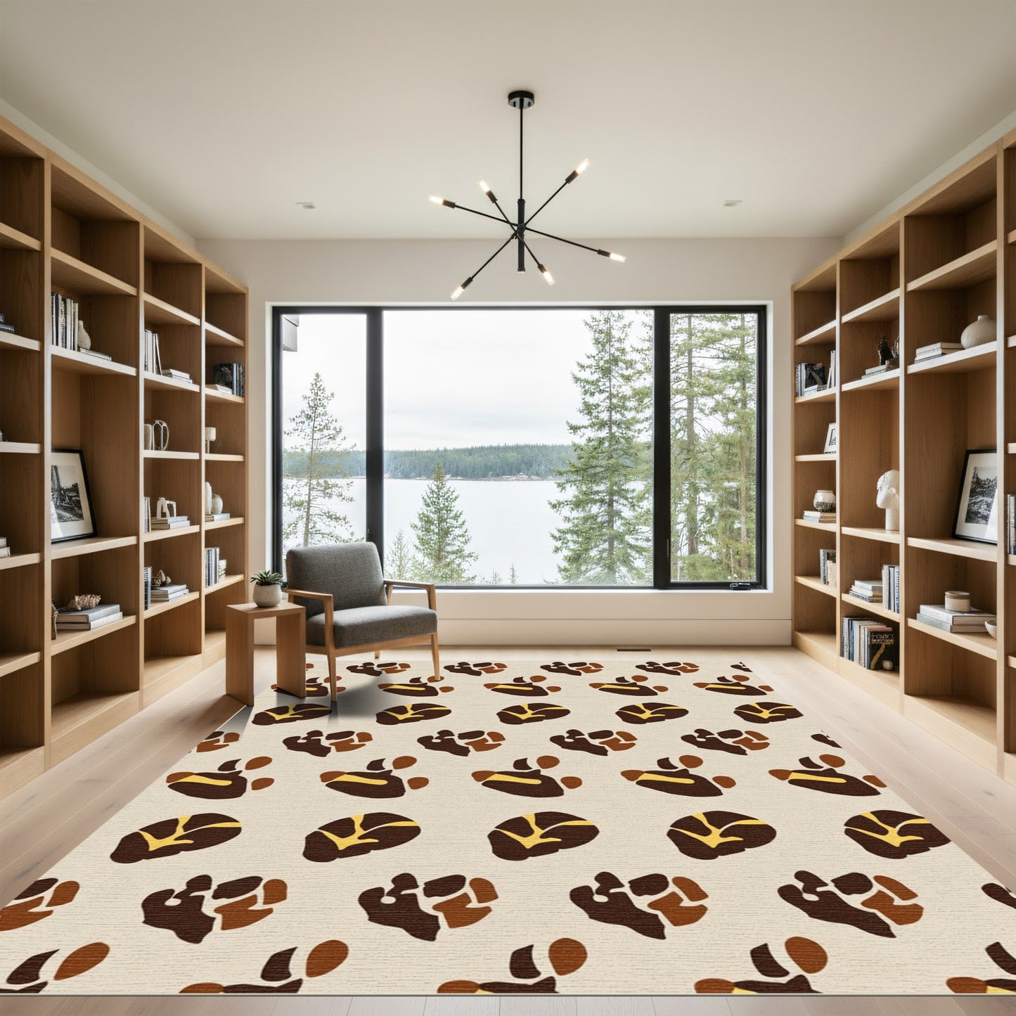Brown Tan Abstract Animal Spot Rug