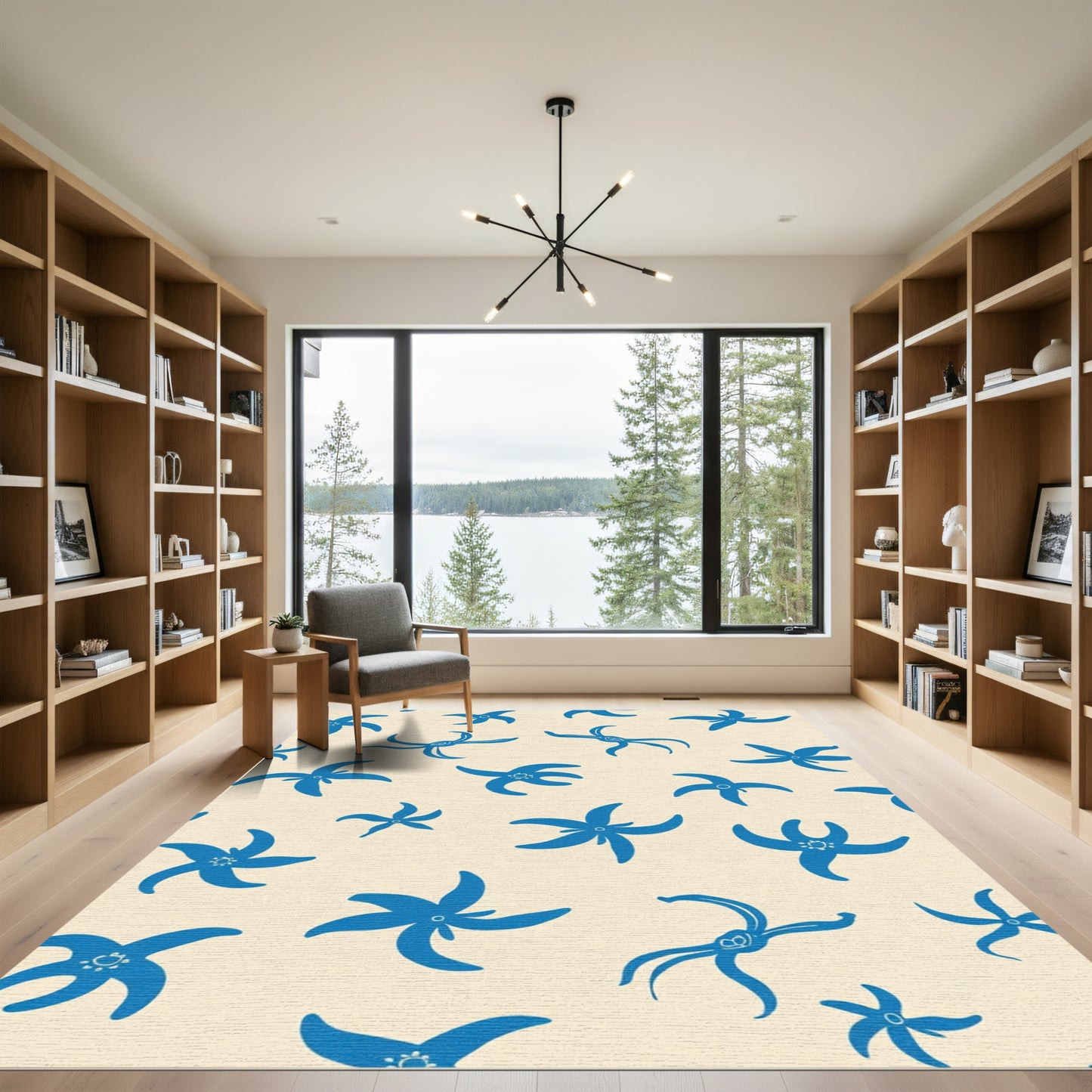 Blue Starfish Cream All-Over Rug