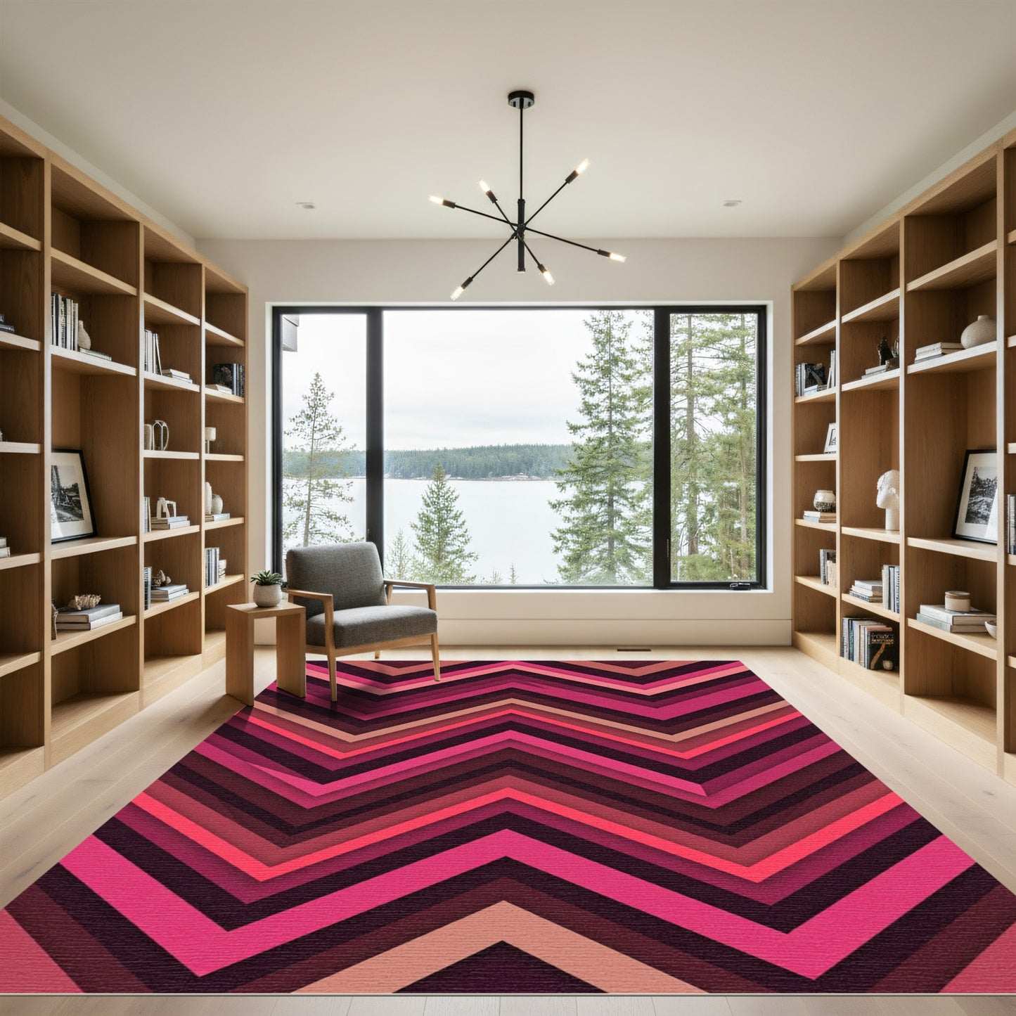 Vibrant Pink Chevron Pointed Zigzag Rug