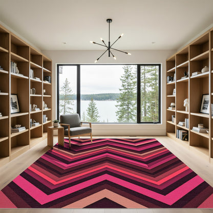Vibrant Pink Chevron Pointed Zigzag Rug