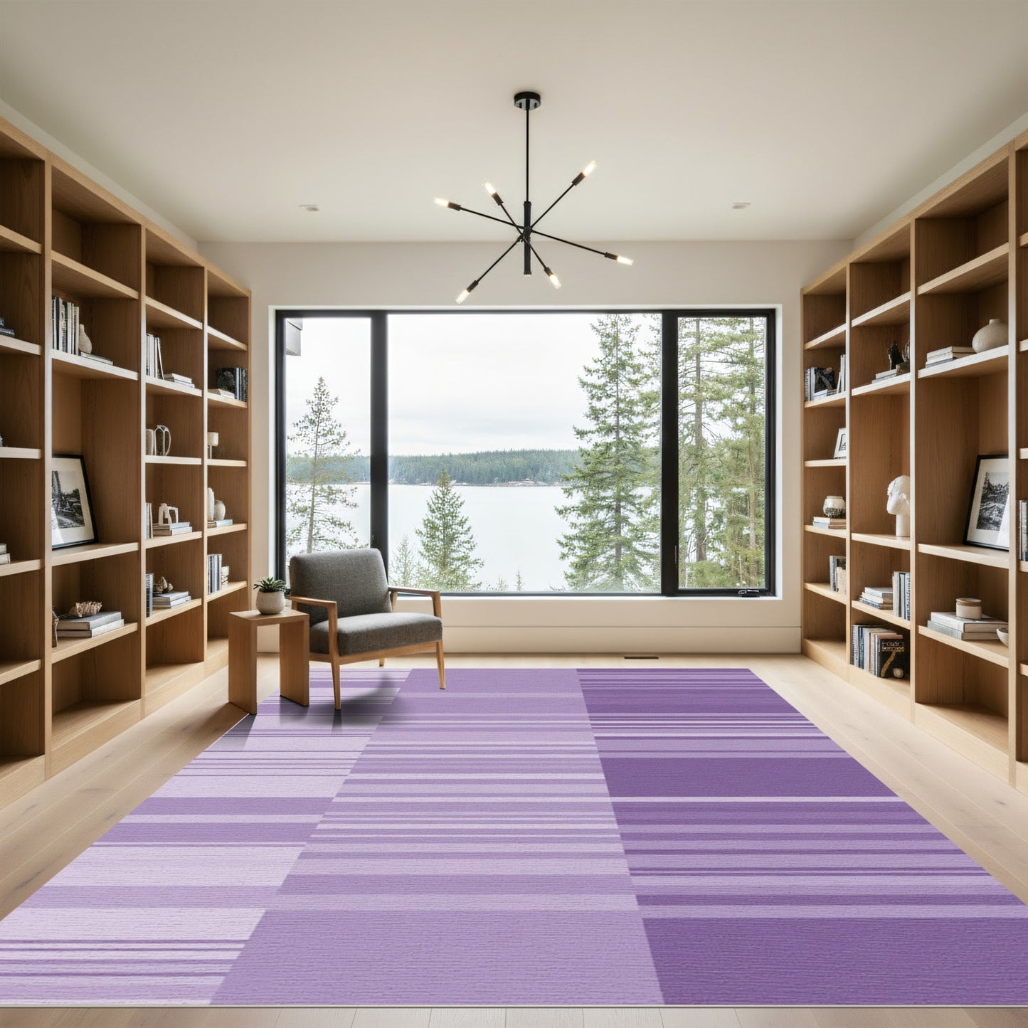 Lavender Gradient Block Stripe Rug