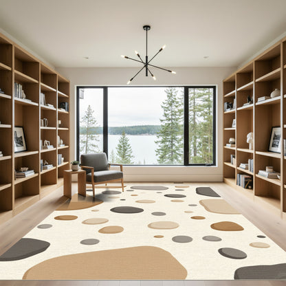 Neutral Pebble Scatter Abstract Rug
