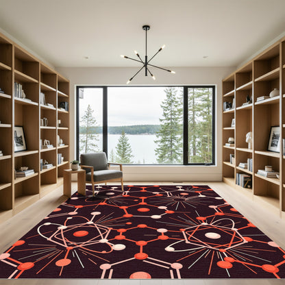 Coral Orbit Geometric Atomic Rug