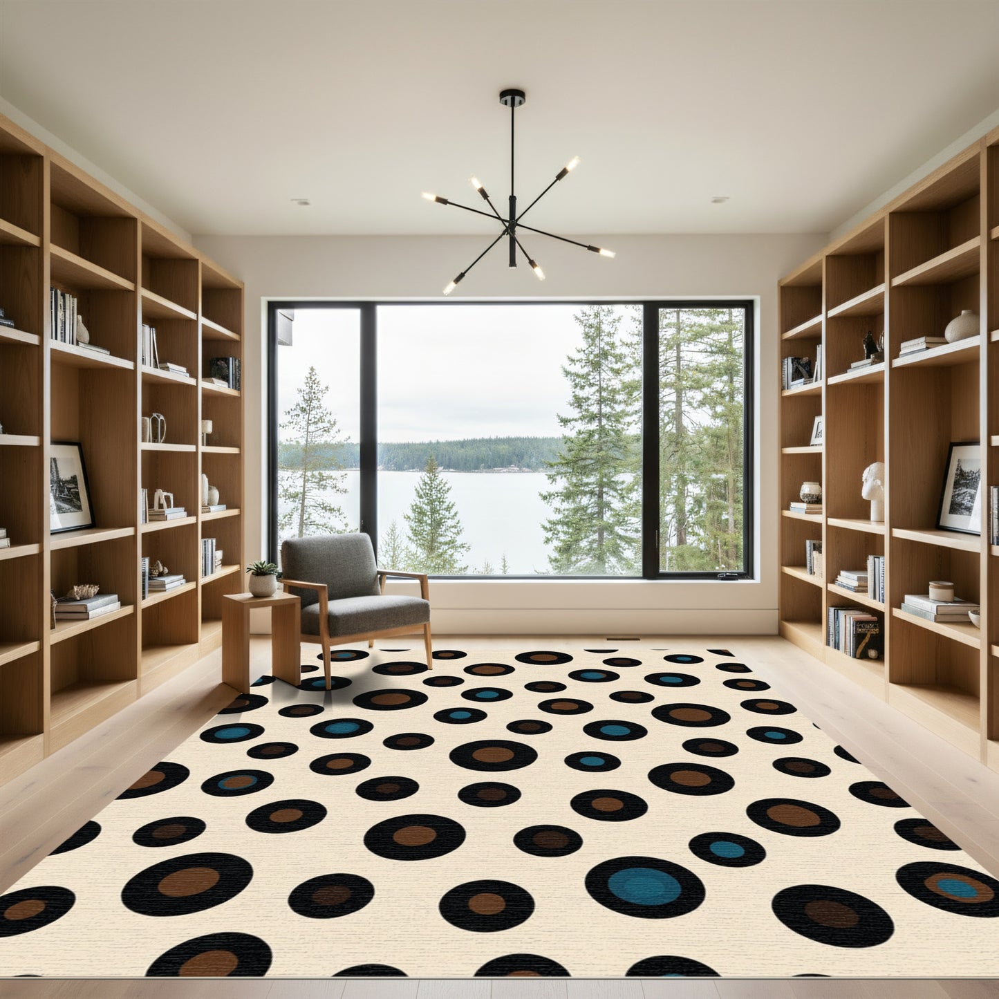 Mid Century Modern Polka Dot Circles Rug