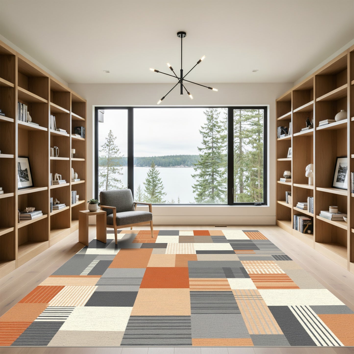 Retro Geometric Terracotta Blocks Rug