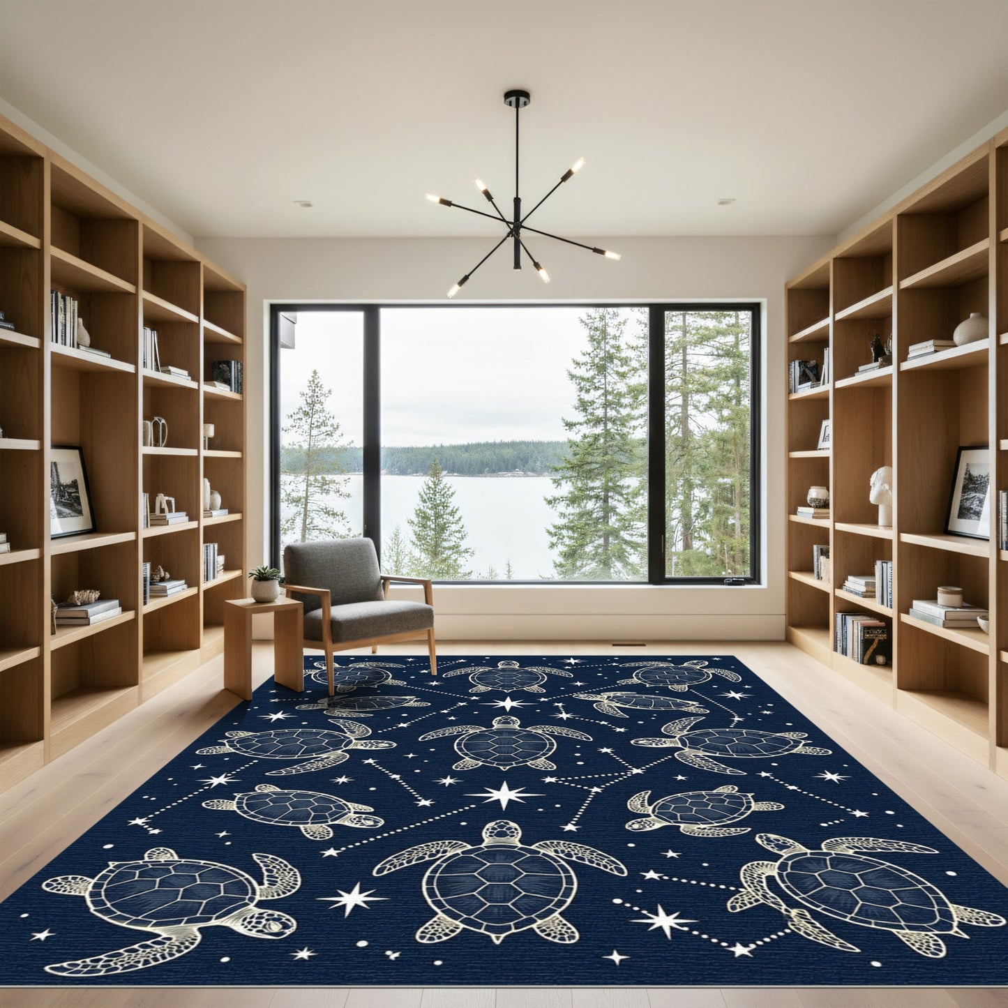 Celestial Sea Turtle Midnight Constellation Rug