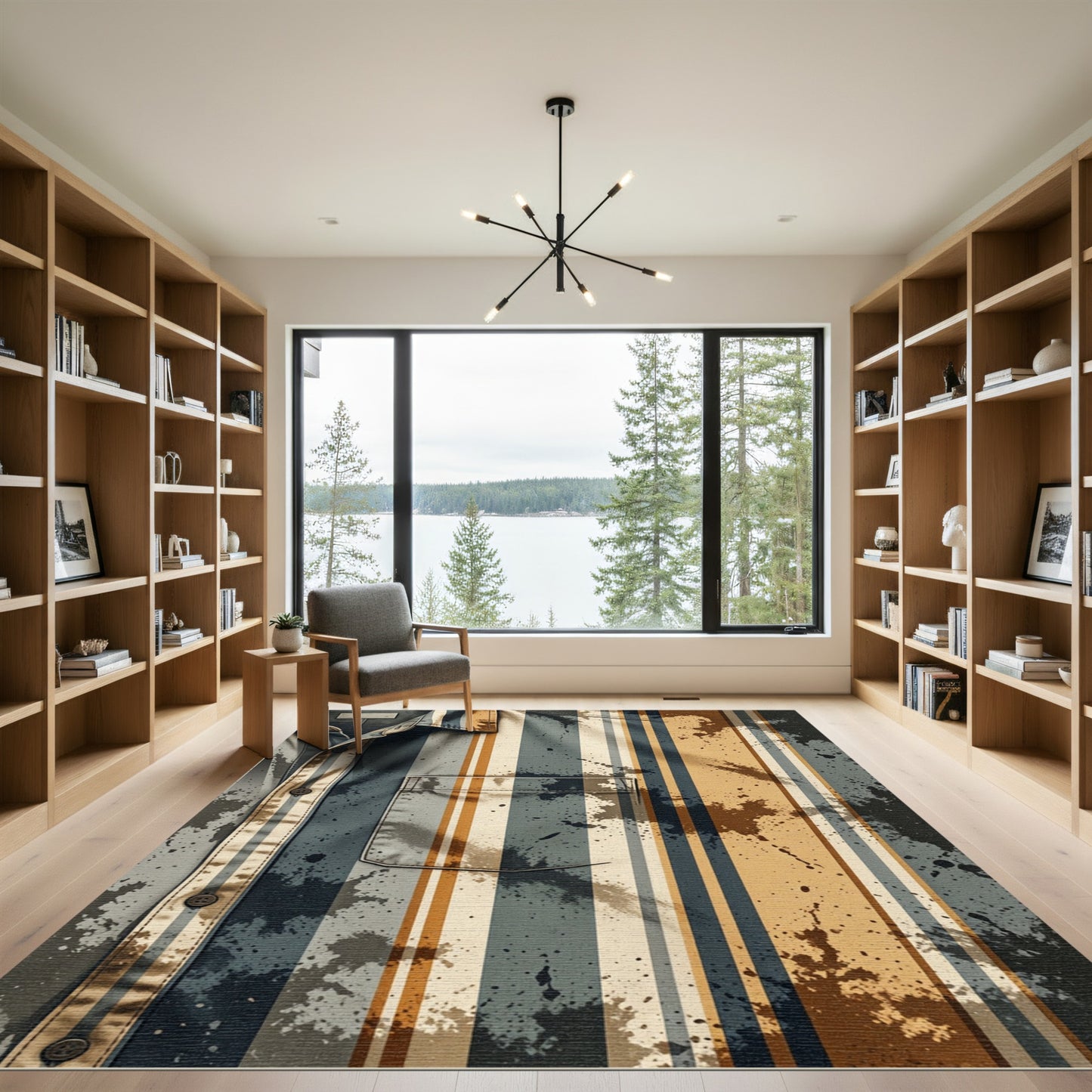 Splattered Stripe Abstract Composition Rug