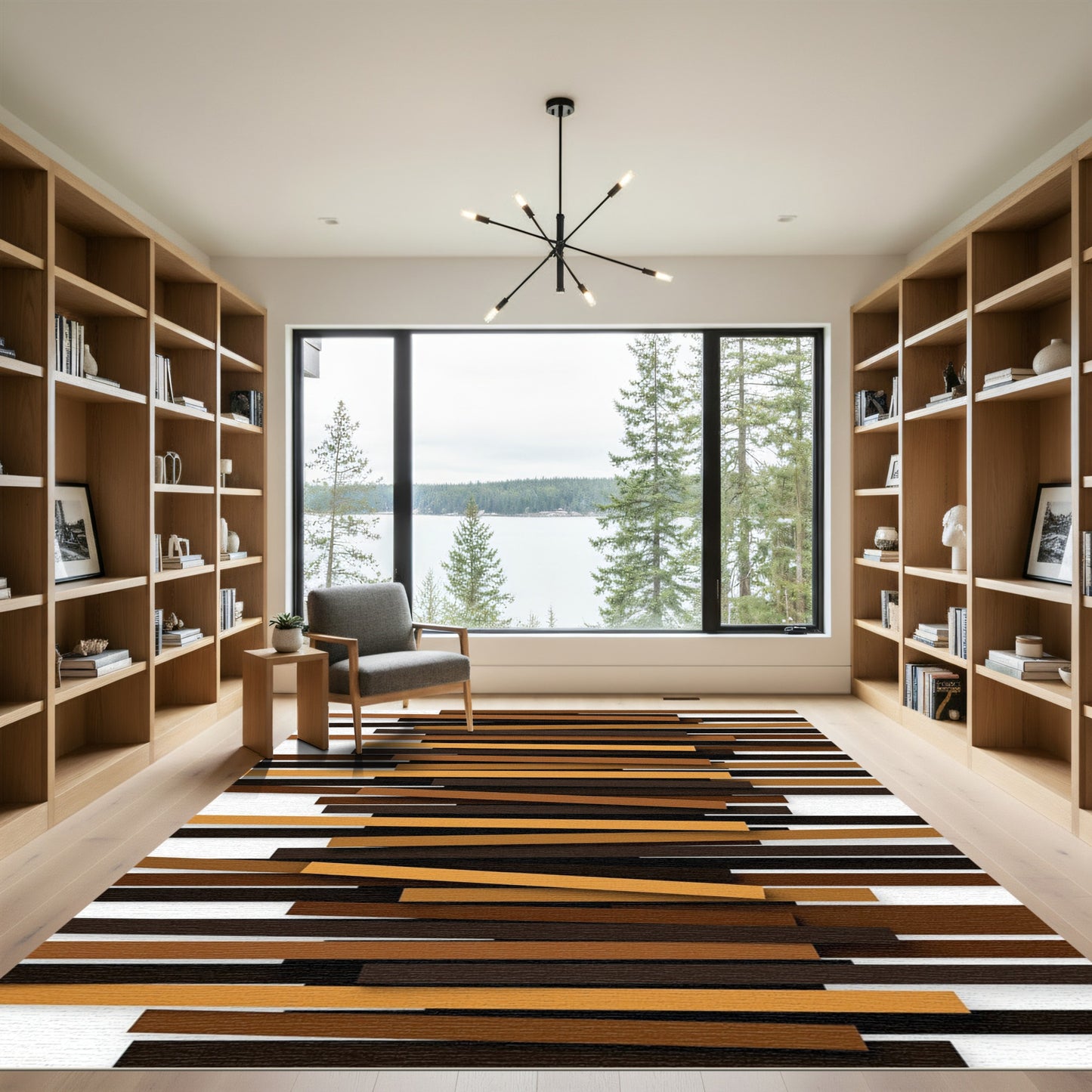Warm Earth Tone Stacked Stripes Rug