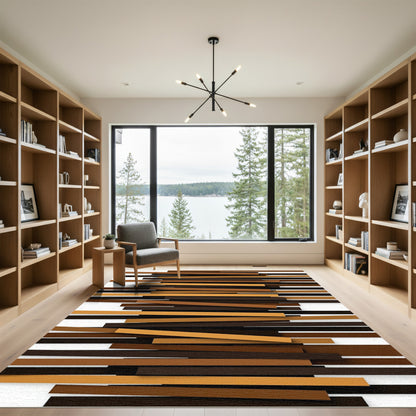 Warm Earth Tone Stacked Stripes Rug