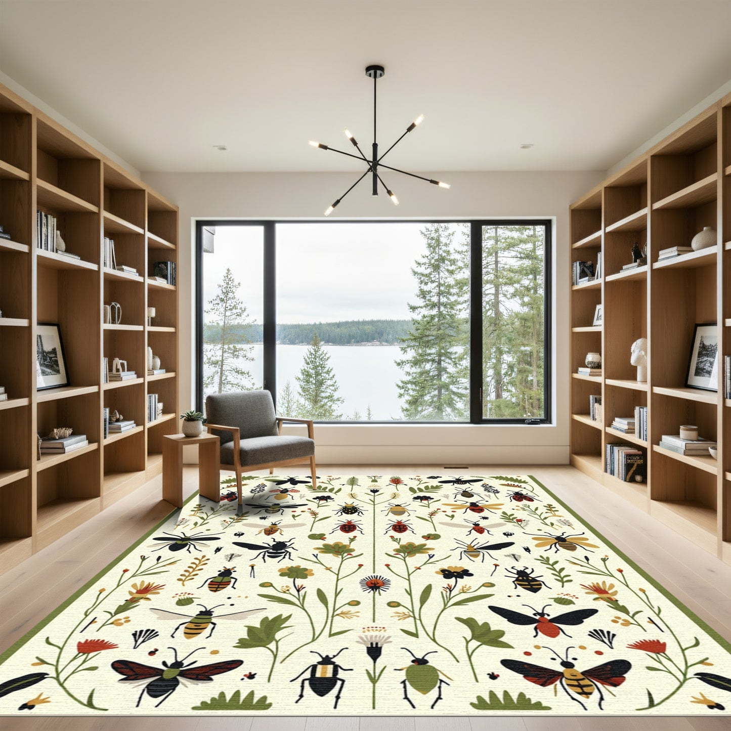Whimsical Insect and Botanical Garden Rug