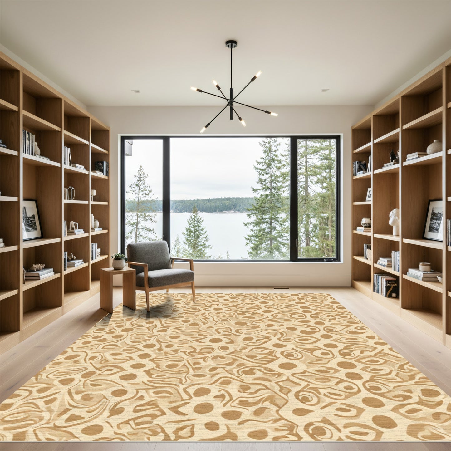 Sandy Beige Organic Interlocking Shapes Rug