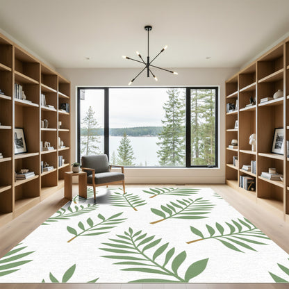 Green Leafy Branches Repeating Pattern Rug