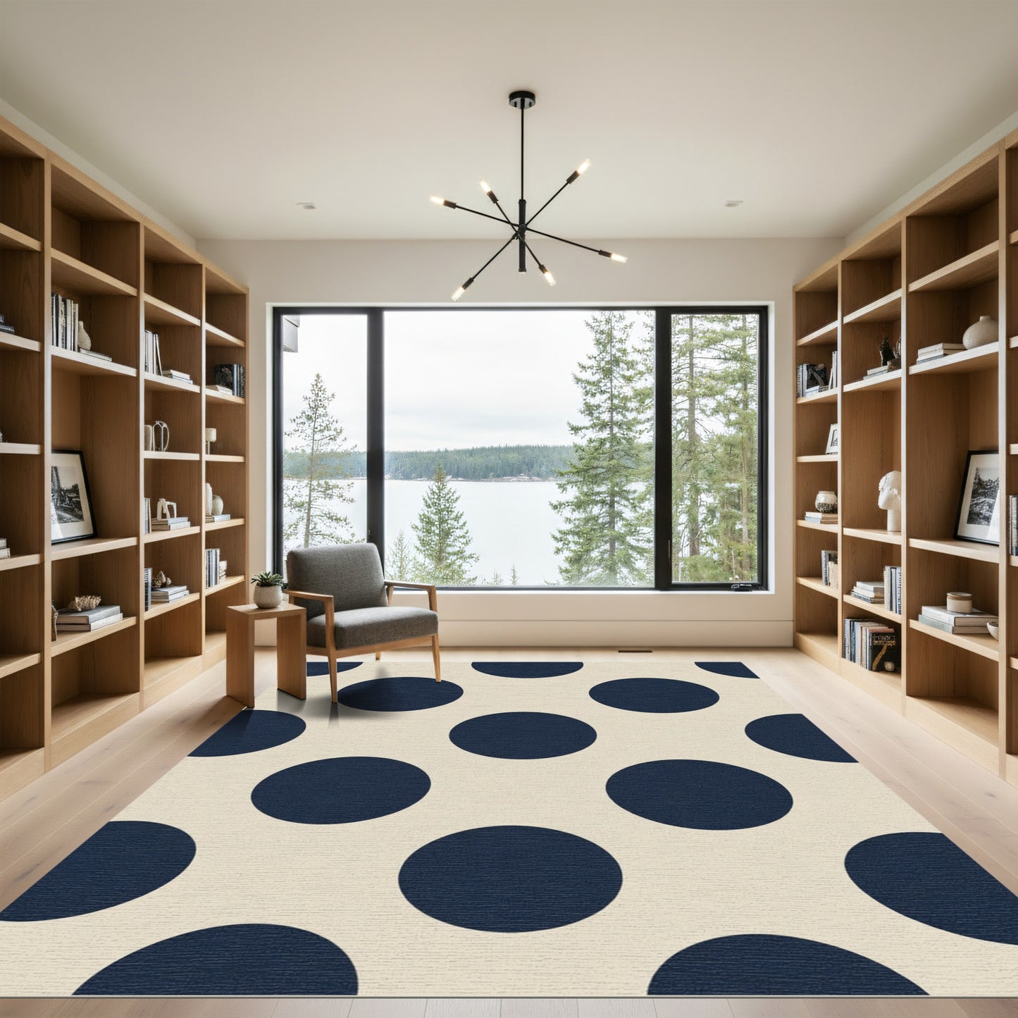 Navy Blue Classic Polka Dot Rug