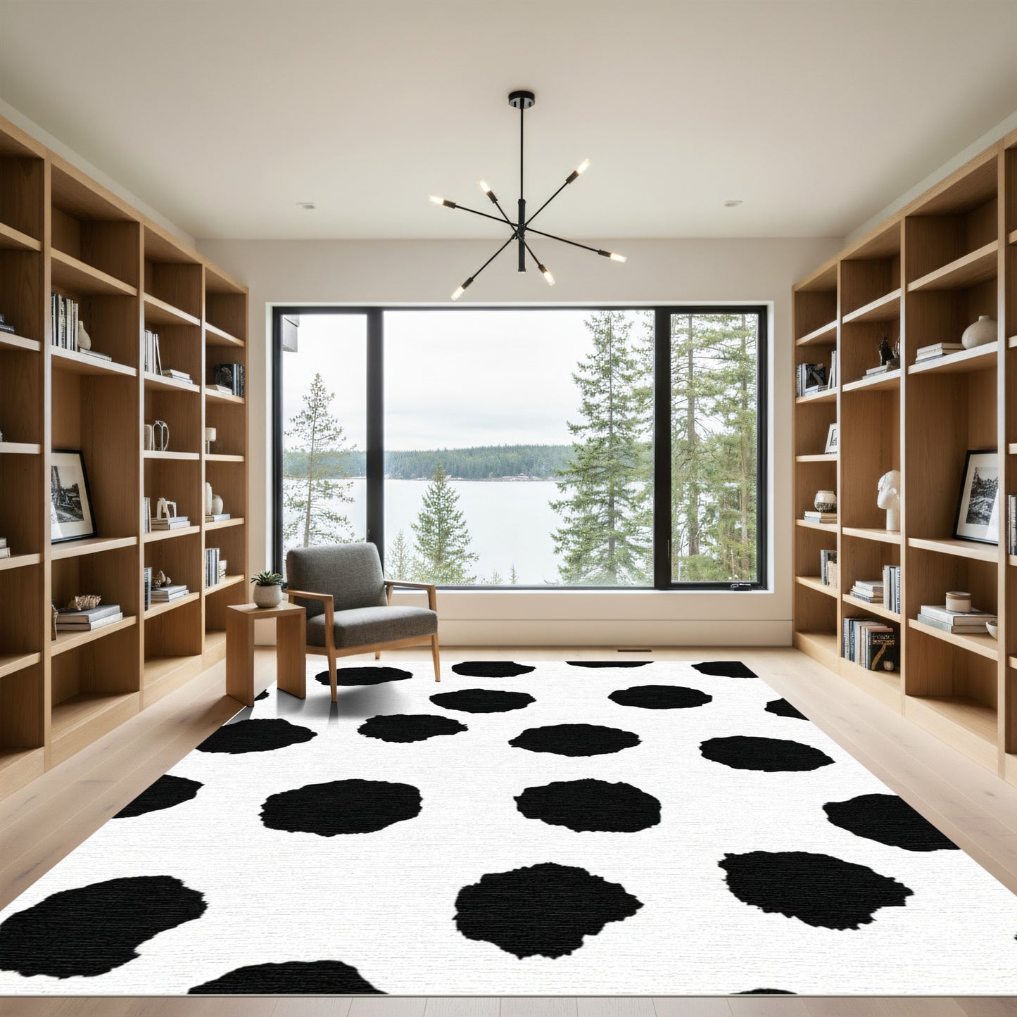 Black White Organic Dot Remnant Rug