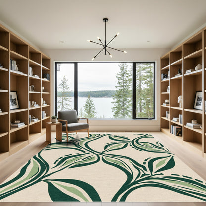 Cream Botanical Intertwined Vine Rug