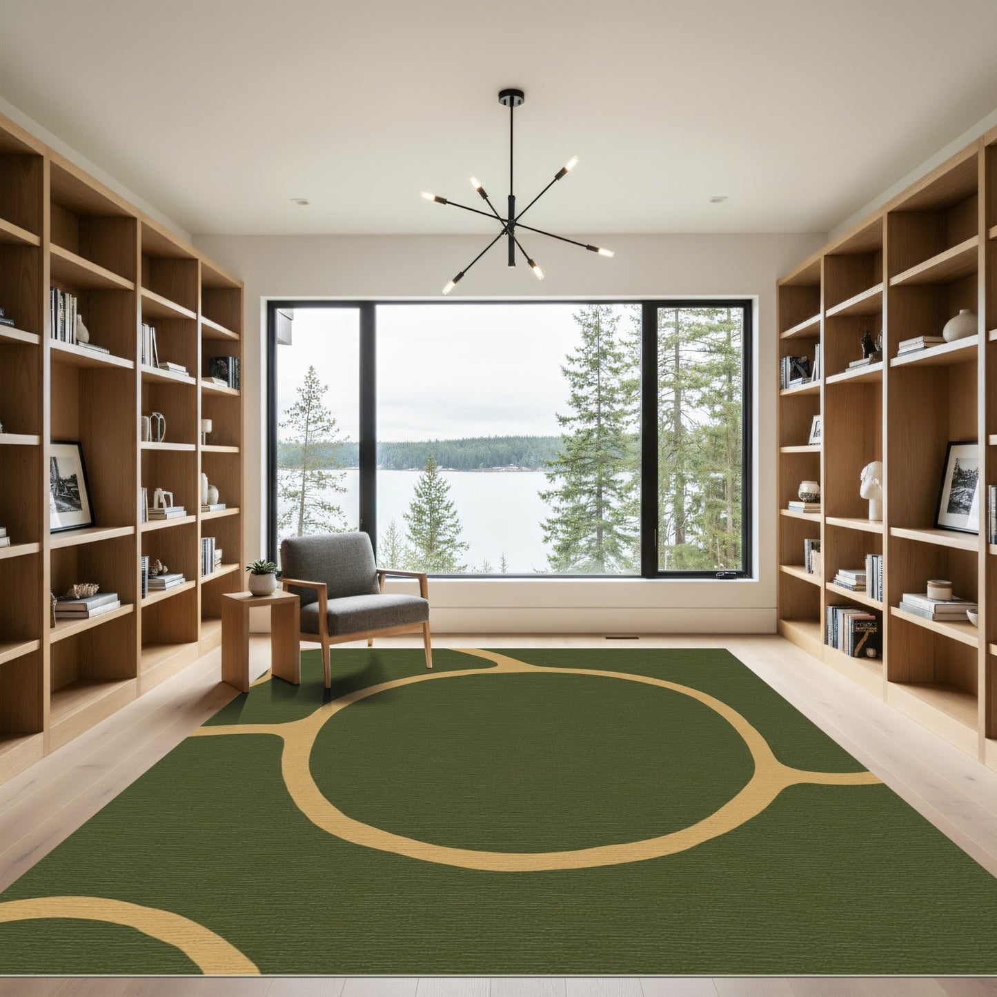 Olive Gold Organic Circles Rug