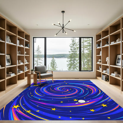 Cosmic Swirl Galaxy Starry Night Rug