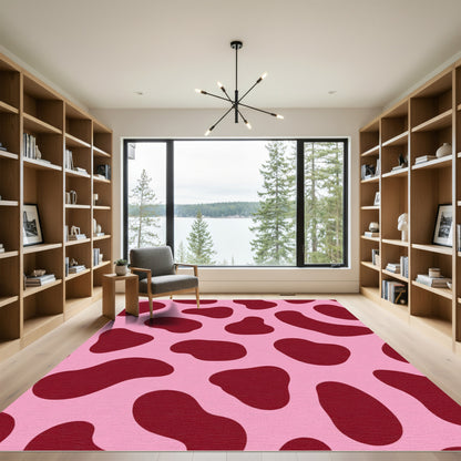 Pink Burgundy Spot Abstraction Rug