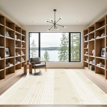 Gentle Cream Floral Stripe Rug