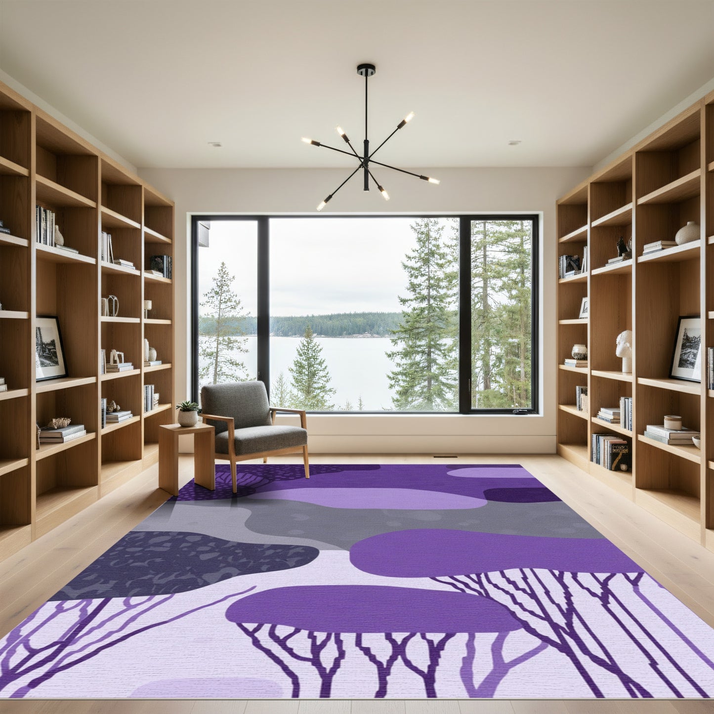 Purple Abstract Organic Shape Garden Rug