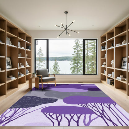 Purple Abstract Organic Shape Garden Rug