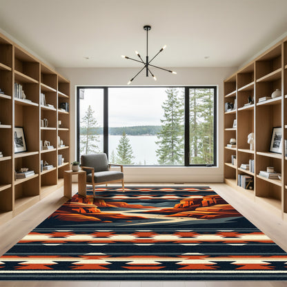 Canyon Sunset Southwestern Geo Landscape Rug