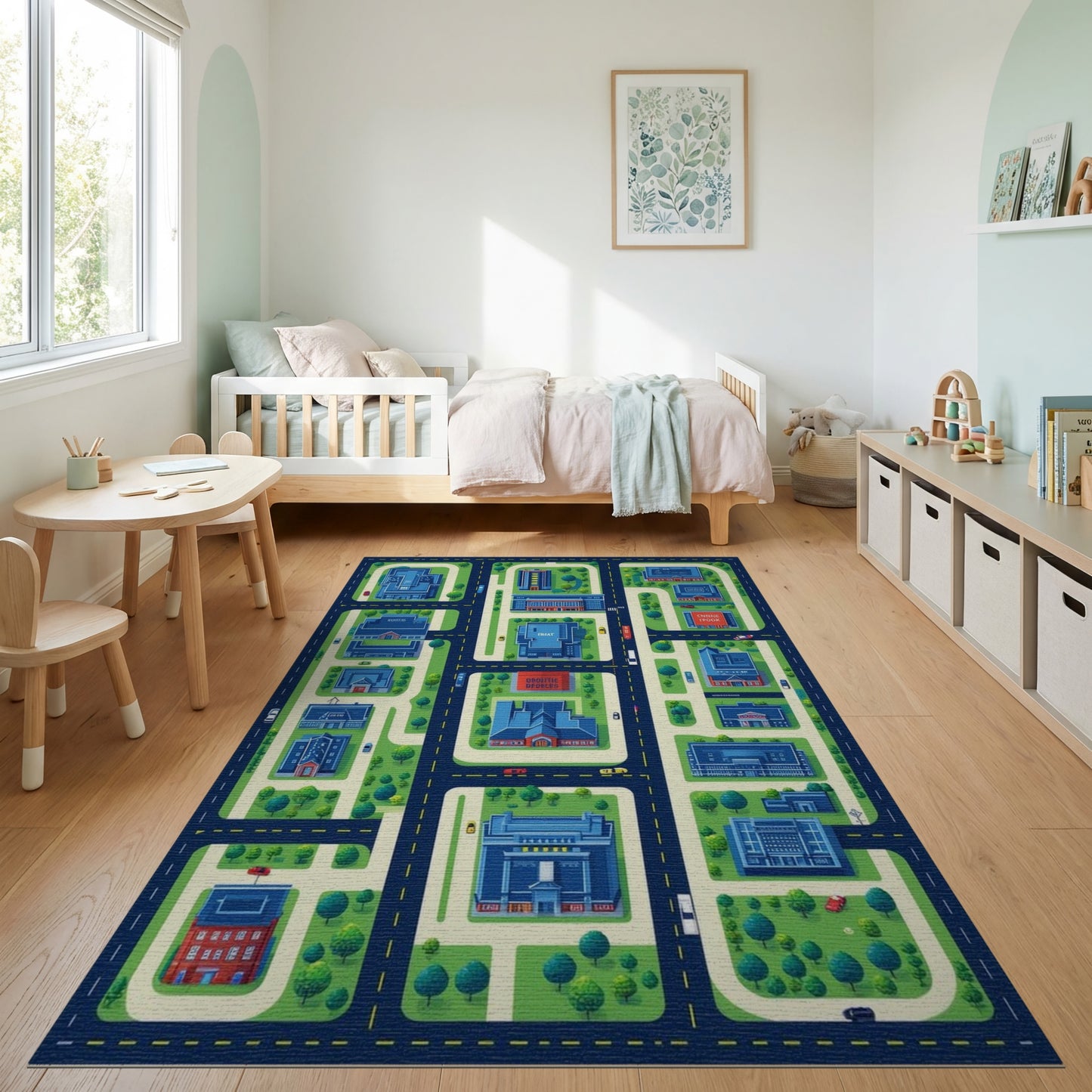 Whimsical City Streets Map Rug