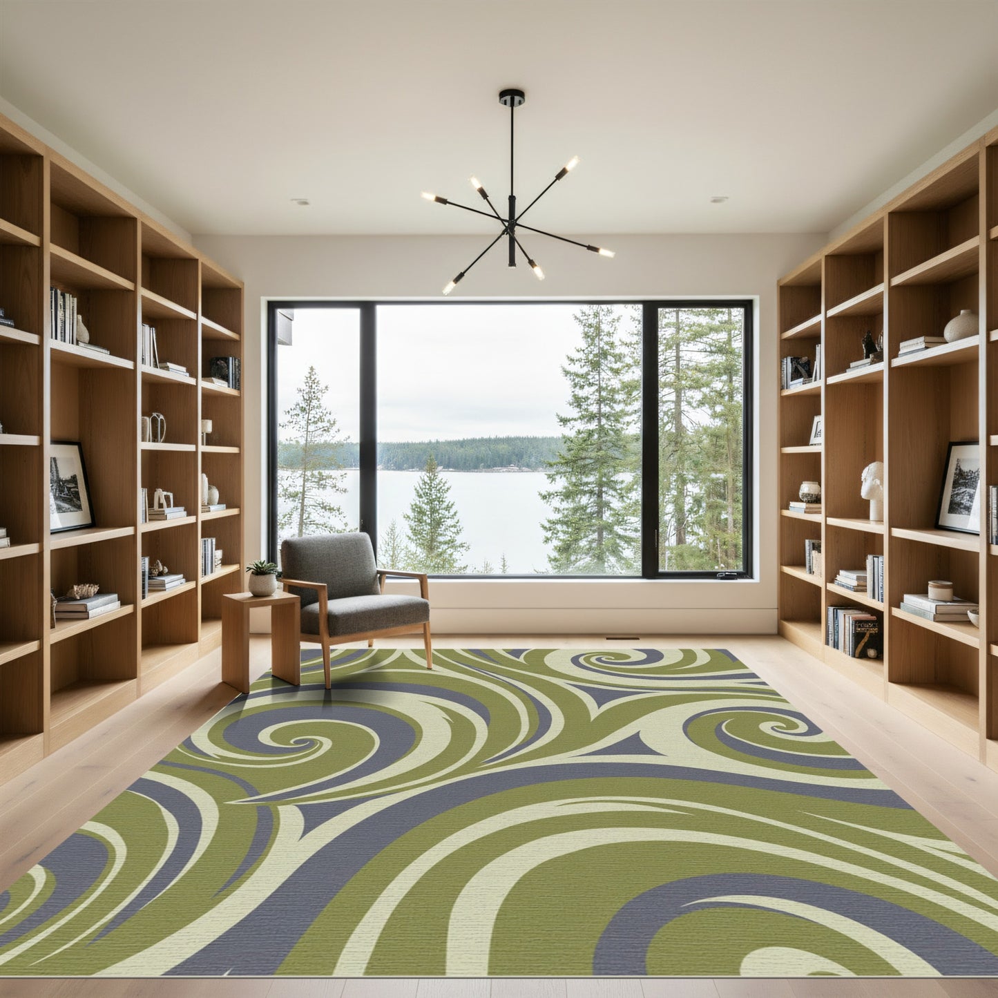 Earthy Swirls Abstract Curves Rug