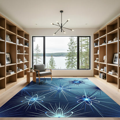Cosmic Blue Atomic Burst Rug