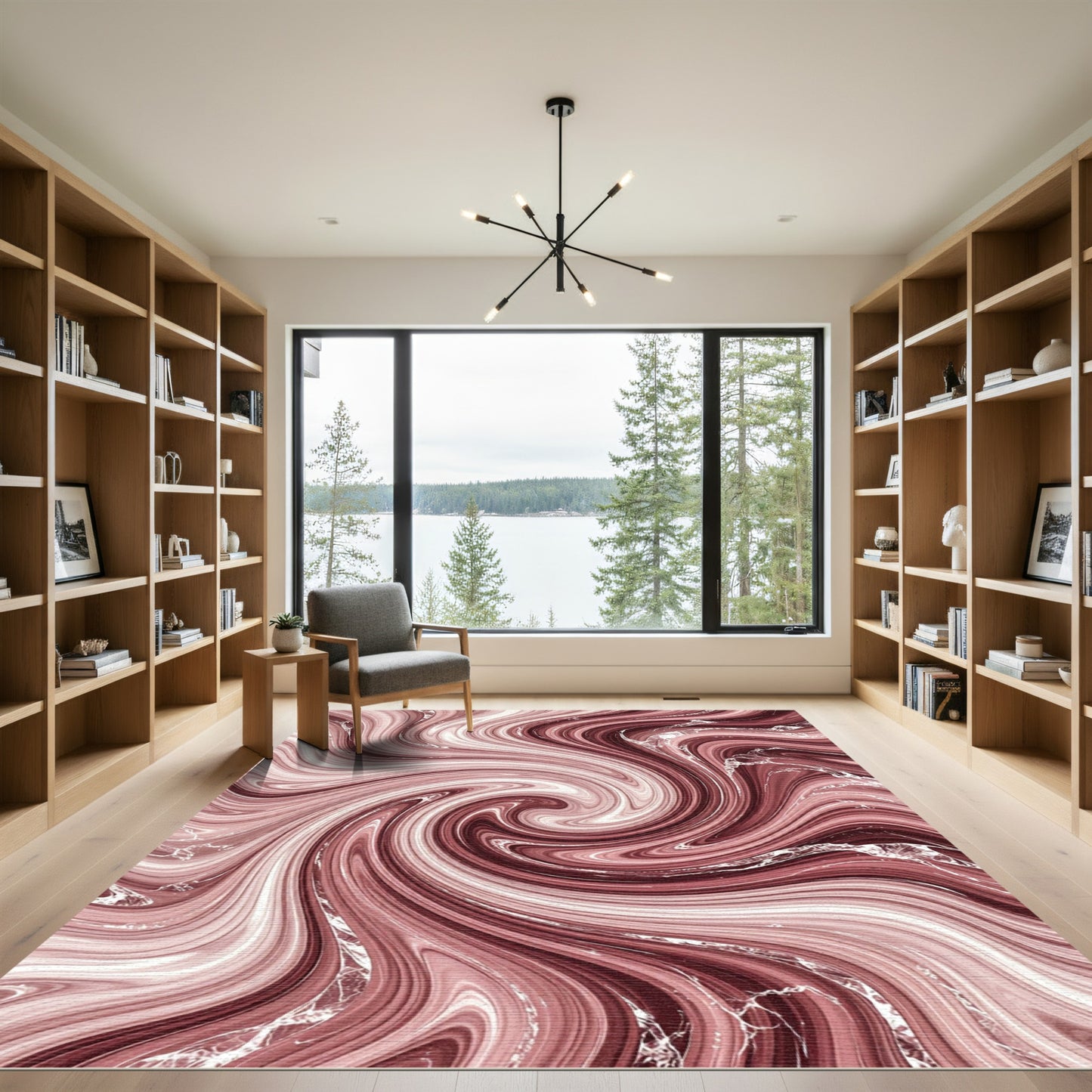 Rose Gold Swirl Marble Rug