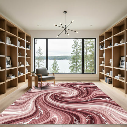 Rose Gold Swirl Marble Rug