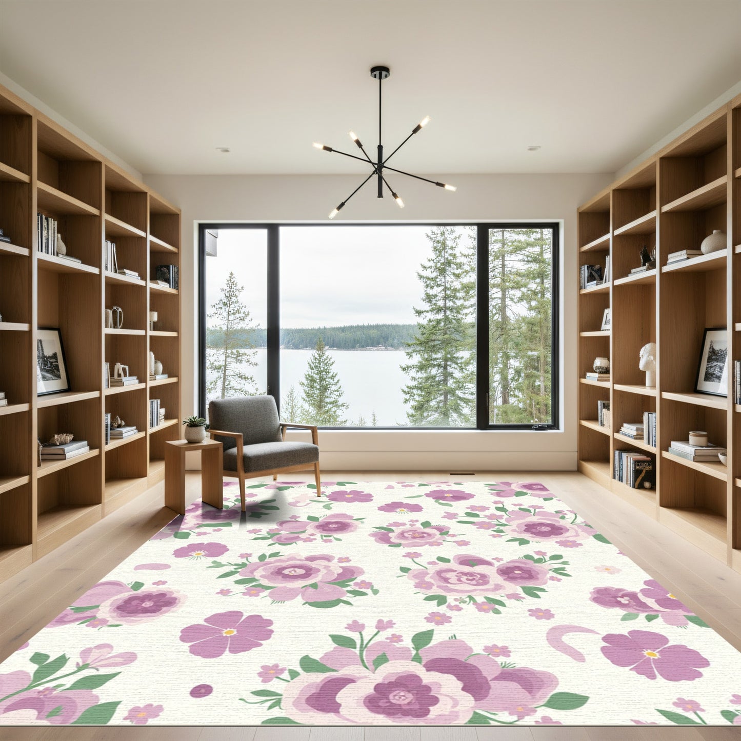 Pastel Purple Floral ClustersRug Rug