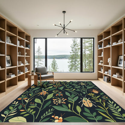 Charming Insects and Verdant Foliage Rug
