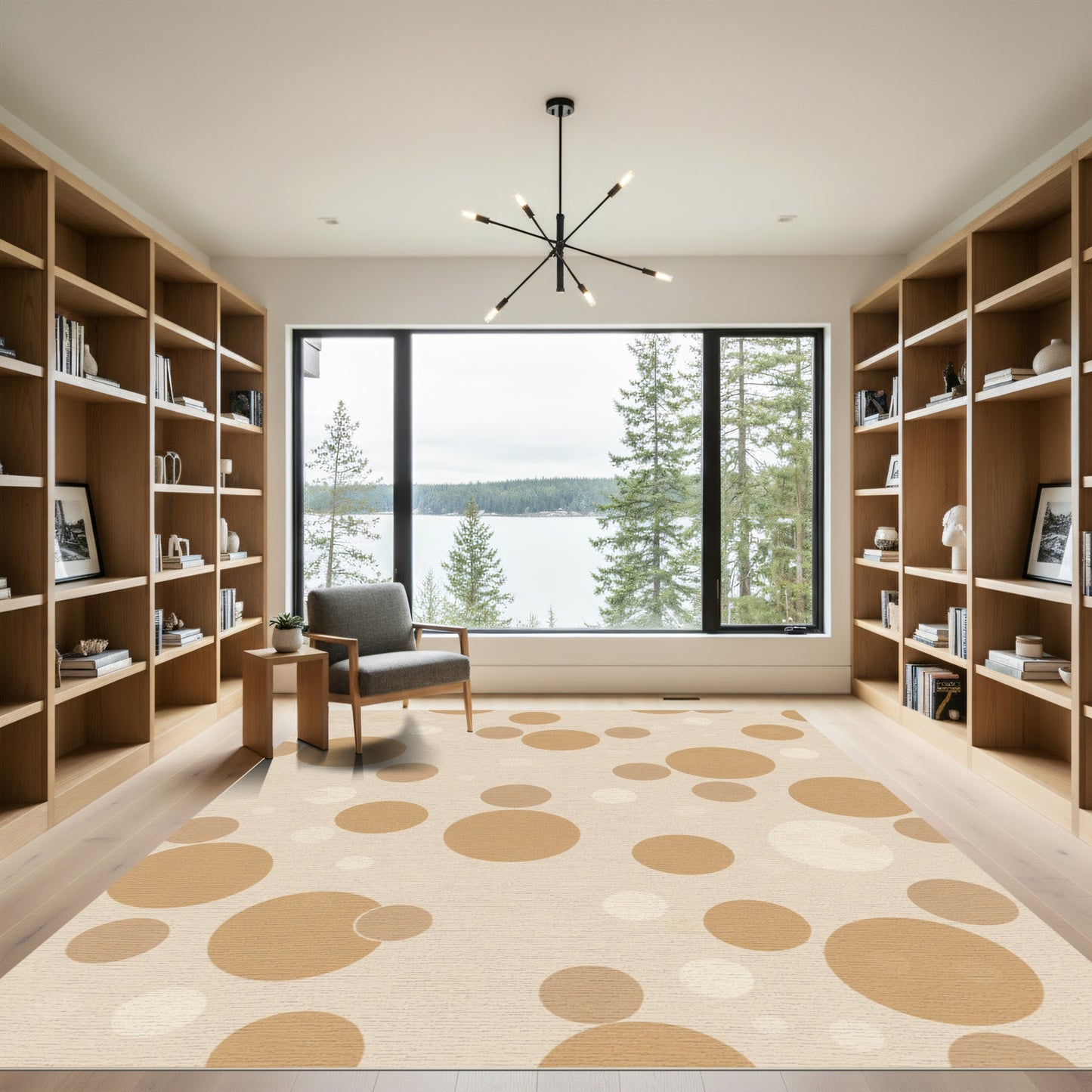 Warm Beige Scattered Circles Rug
