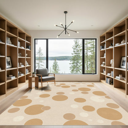 Warm Beige Scattered Circles Rug