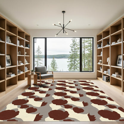 Rustic Brown Abstract Cloud Forms Rug