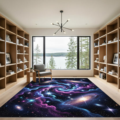 Cosmic Nebula Swirl Galaxy Rug