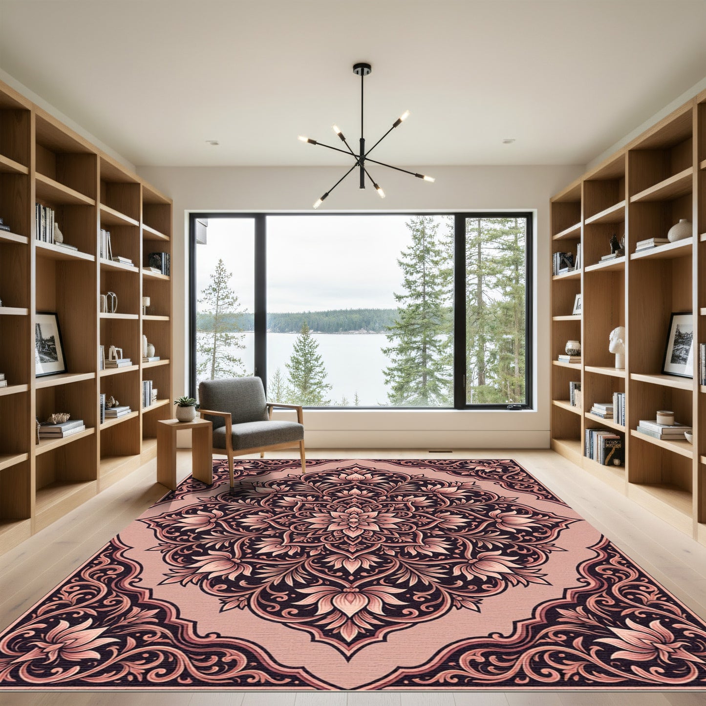 Vintage Rose Floral Mandala Accent Rug